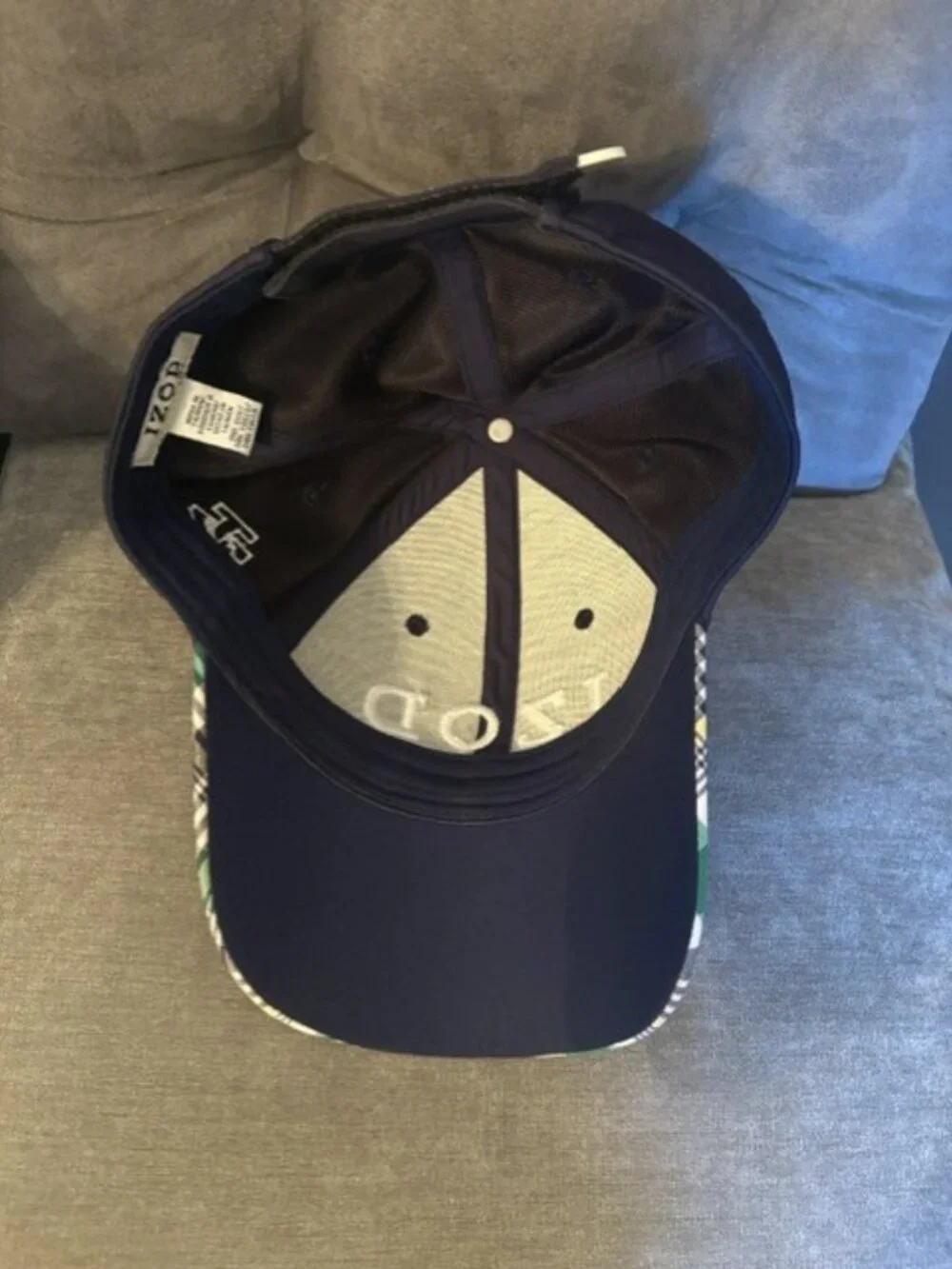 IZOD Navy Blue Plaid Brim Baseball/Golf Embroidered Logo Hat